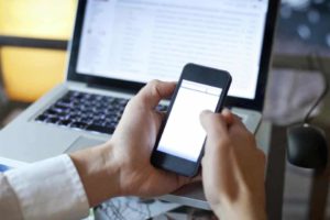 woman checking email